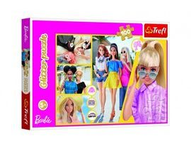 Puzzle Glitter Třpytivá Barbie 48x34cm 100 dílků v krabici 33x23x4cm