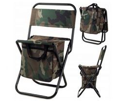 Skládací rybářská kempingová židle s kapsou maskáč