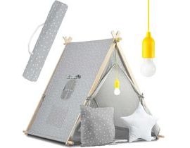 Stanový domeček pro děti s lampou Nukido - šedá
