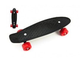 Skateboard 43cm, nosnost 60kg plastové osy, černá, červená kola