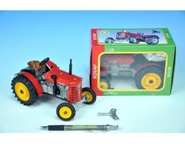 Traktor Zetor 25A červený na klíček kov 15cm 1:25 v krabičce Kovap