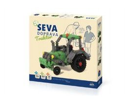 Stavebnice Seva Doprava Traktor plast 384 dílků v krabici 35x33x5cm 5+