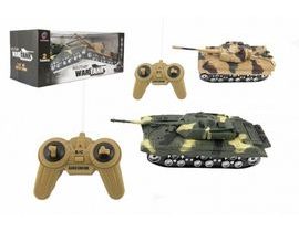 Tank RC 2ks 25cm plast tanková bitva na baterie se zvukem se světlem v krabici 43x17x19cm