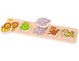 Bigjigs Baby Dřevěné vkládací puzzle safari