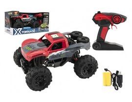 Auto RC terénní 4x4 červené plast 29cm 2,4GHz na baterie + dobíjecí pack v krabici 40x20x22cm