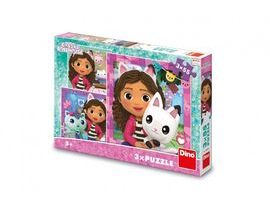 Puzzle 3v1 Gabi a kamarádi/Gabby´s Dollhouse 18x18cm v krabici 27,5x19x4cm