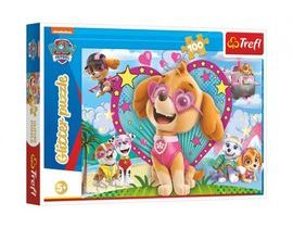 Puzzle Paw Patrol/Tlapková patrola třpytivé 100 dílků 48x34cm v krabici 33x23x4cm