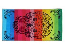 Oboustranná plážová osuška Lovely Home Rainbow Skull