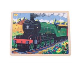 Bigjigs Toys Dřevěné puzzle historický vlak Flying Scotsman 35 dílků