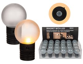 Koule s magnetem a bílou LED diodou - svítí bez elektřiny