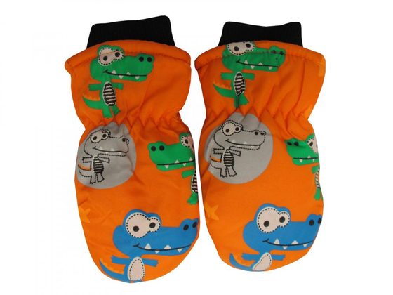 Dětské zimní rukavice palčáky C15-6 Krokodýl oranžová 2-4 roky