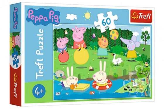 Puzzle Prasátko Peppa/Peppa Pig Prázdninová zábava 33x22cm 60 dílků v krabičce 21x14x4cm