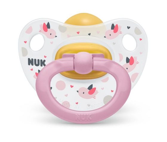 NUK Dudlík HAPPY KIDS,LA,V2 (6-18m.) růžový ptáček