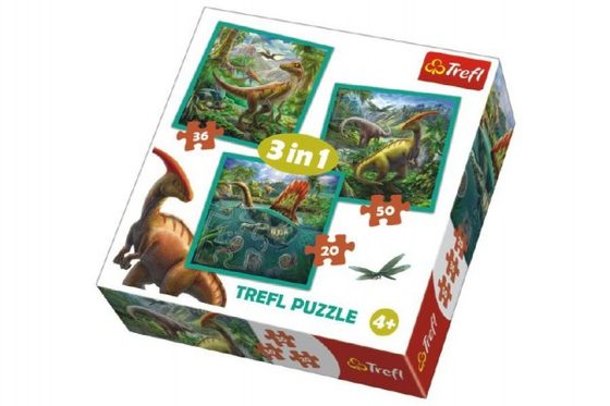 Puzzle 3v1 Svět Dinosaurů 20x19,5cm v krabici 28x28x6cm