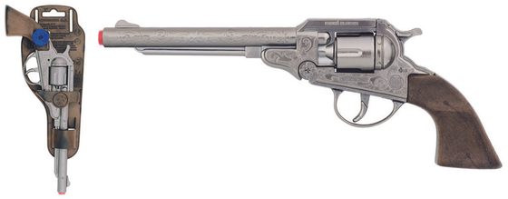 Revolver kovbojský stříbrný, kovový - 8 ran