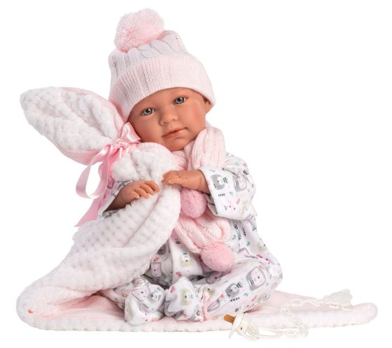 Llorens 74084 NEW BORN - realistická panenka miminko se zvuky a měkkým látkovým tělem - 42 cm