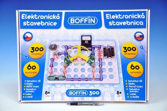 Stavebnice Boffin 300 elektronická 300 projektů na baterie 60ks v krabici