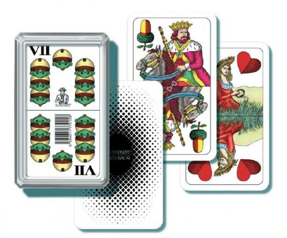 Mariáš dvouhlavý společenská hra - karty v plastové krabičce