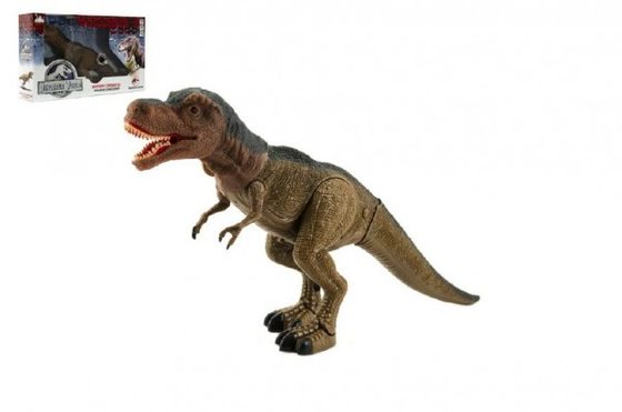 Dinosaurus chodící plast 40cm na baterie se světlem se zvukem v krabici