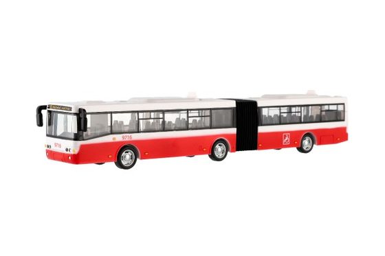 Autobus česky mluvící plast 36cm červený zpětný chod na bat. se světem se zvukem v krab. 40x10x7,5cm