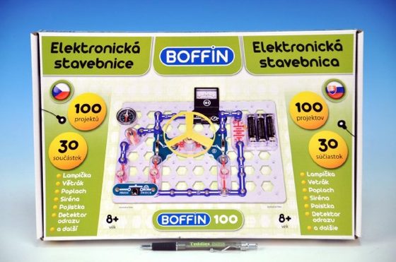 Stavebnice Boffin 100 elektronická 100 projektů na baterie 30ks v krabici