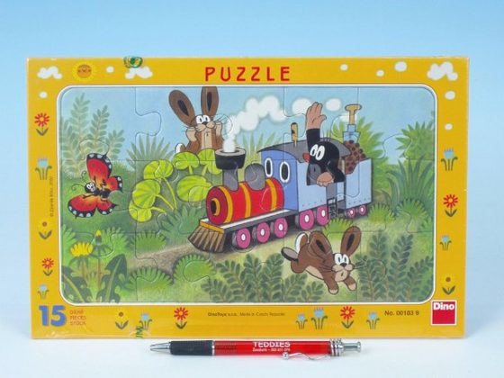 Puzzle deskové Krtek a lokomotiva 29,5x19cm 15 dílků