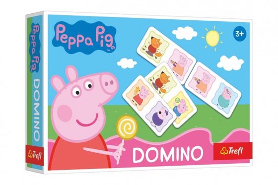 Domino papírové Prasátko Peppa/Peppa Pig 21 kartiček společenská hra v krabici 21x14x4cm