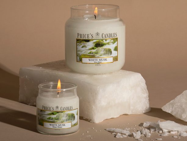 PRICE´S MAXI sviečka v skle White Musk - horenie 150h