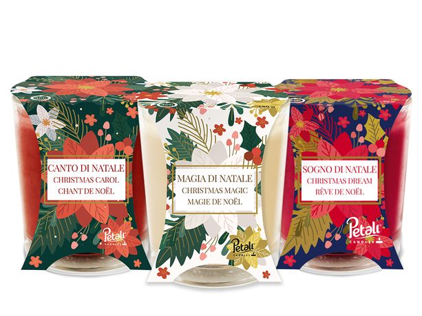 Set 3 vánočních svíček Petali