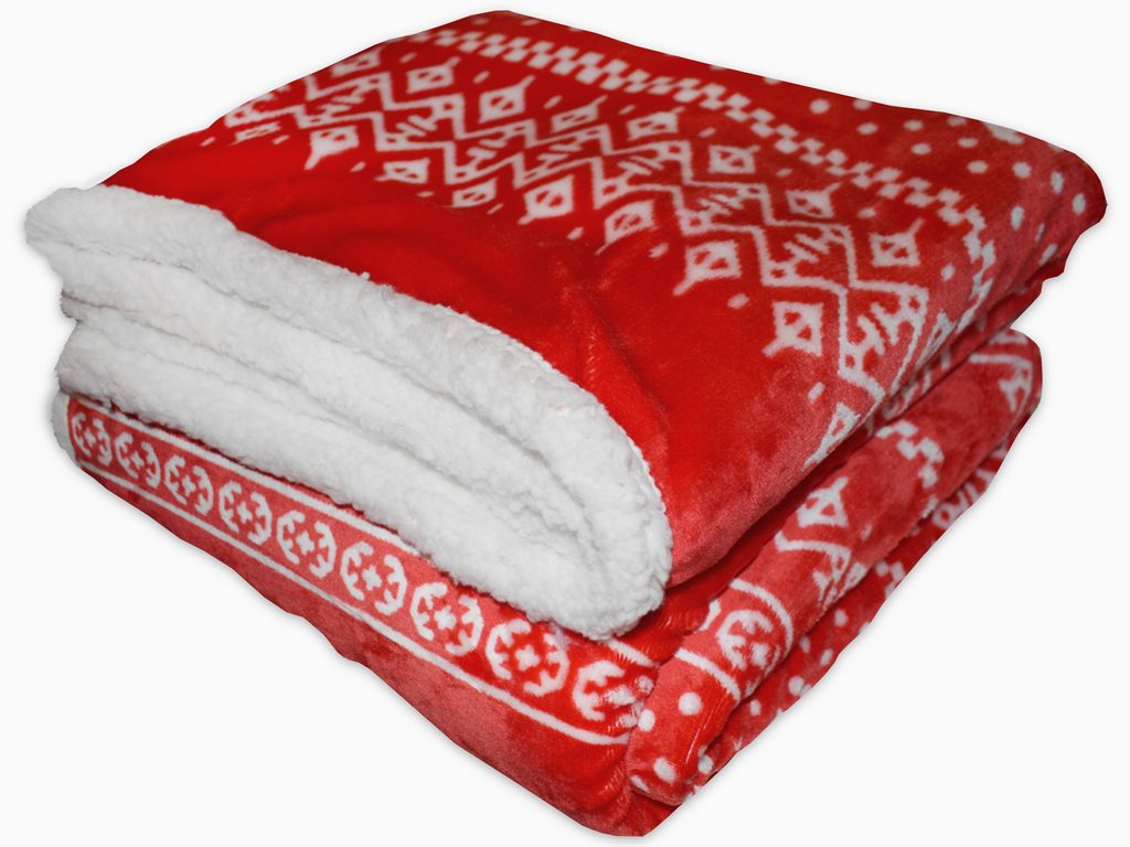HOMEVILLE.cz - Homeville deka mikroplyš s beránkem 150x200 cm Zimní motiv  červený - Homeville - Deky a plédy - Bytový textil - trendy living