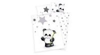 Flanelové povlečení pro miminka Panda hvězdičky 100x135/40x60cm