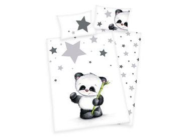 Flanelové obliečky pre bábätká Panda a hviezdičky 100x135/40x60cm