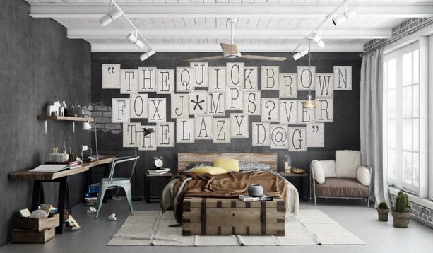 1Wall Kreativní koláž na zeď 64 dílů 37,5 x 27,5cm Klasické písmo