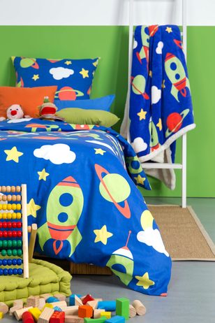 Dětský polštářek beránek Mistral Home Space vesmírné lodě 40x40 cm