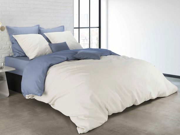 Mistral Home povlečení bavlněný perkál Doubleface sv. modrá/bílá