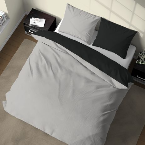 Talianská obliečka 100% bavlna LUX Doubleface čierná/sivá