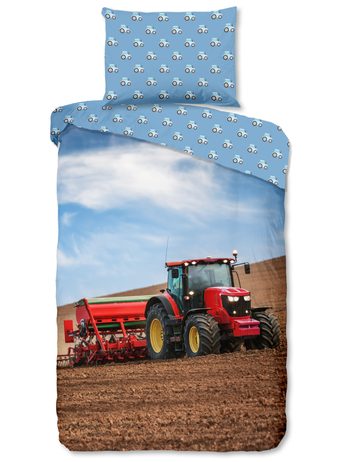 Flanelové obliečky Good Morning Tractor 140x200/70x90 cm
