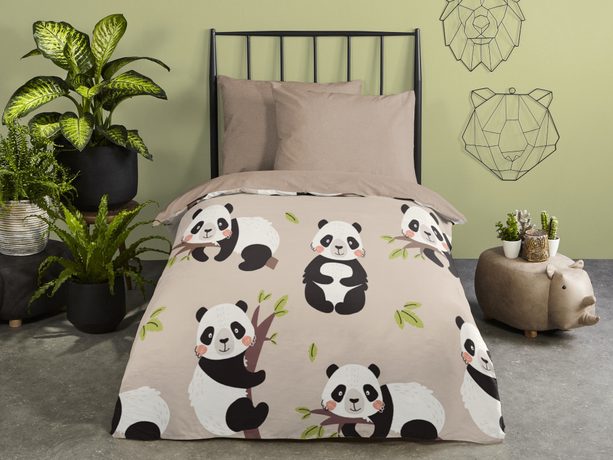 Povlečení Good Morning 100% bavlna Panda 140x200/70x90 cm