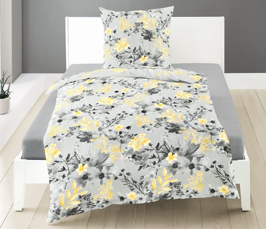 Bierbaum obliečka bavlnený satén 6475 Yellow Garden 140x200/70x90 cm