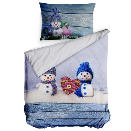 3D italské povlečení 100% bavlna Amorini - sněhuláci