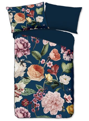 Povlečení Descanso Organic bavlněný satén FIORI Blue 140x200/70x90 cm