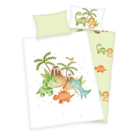 Flanelové povlečení pro miminka Dinos 100x135/40x60cm