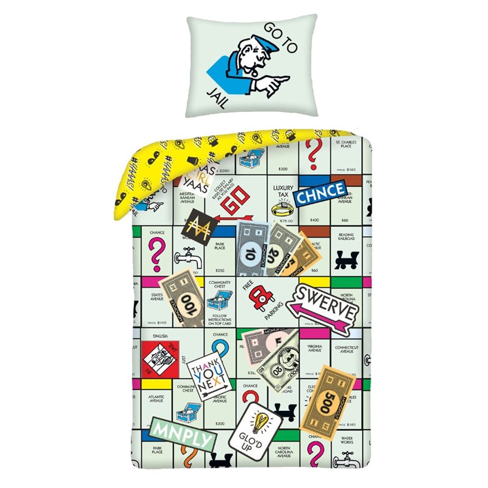 Halantex Set obliečky a batoh Monopoly MON1104 140x200/70x90 cm