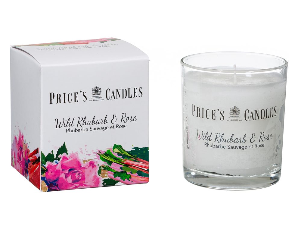Price´s Price's vonná sviečka v skle Wild Rhubarb & Rose - horenie 45h