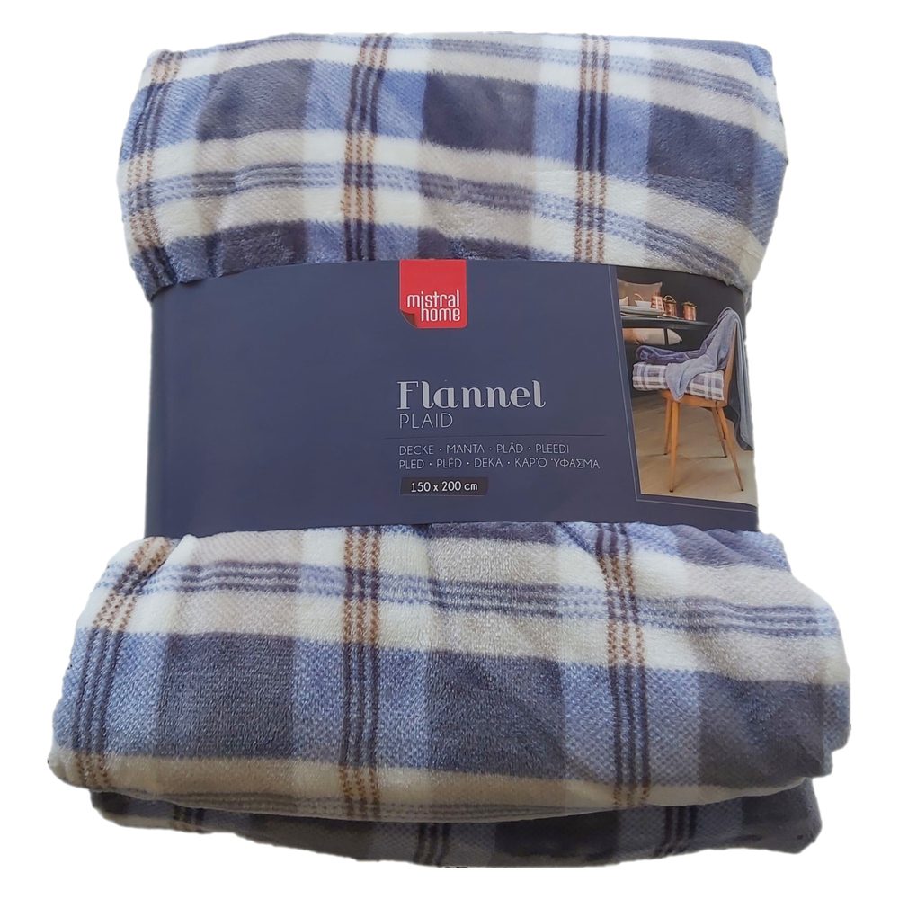 Mistral home Pléd Mistral Home Flannel printed Navy check modrá 150x200 cm