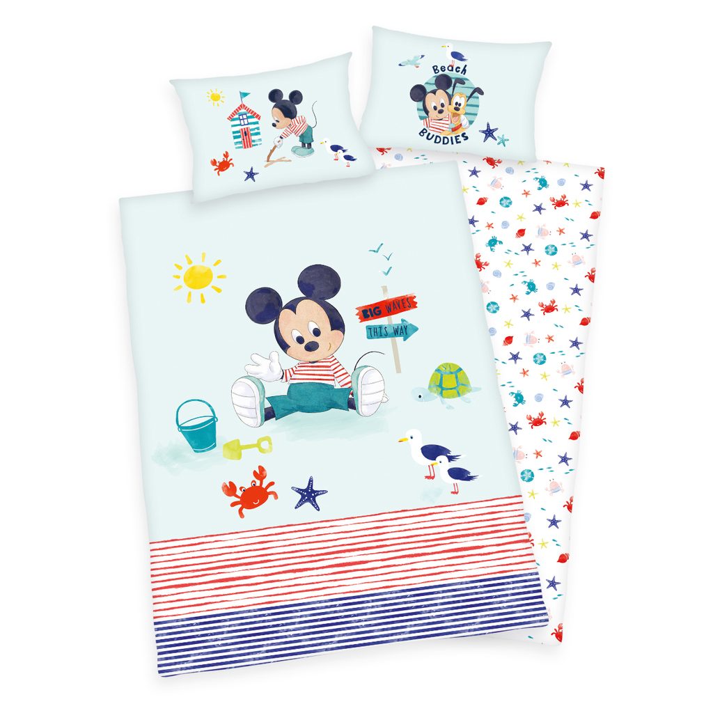 I-LIVING.SK - Obliečky pre bábätká Mickey Mouse Beach 100x135/40x60cm -  Herding - Obliečky pre bábätká - Detský bytový textil - Všetko pre zdravý  spánok a krásne bývanie.