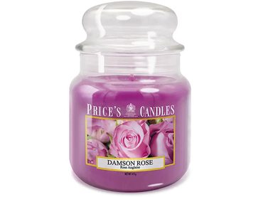 PRICE´S MIDI sviečka v skle Purpurová ruža - horenie 90h