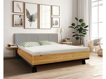 Postel Salento 180x200 cm - divoký dub / čalounění šedo-béžové