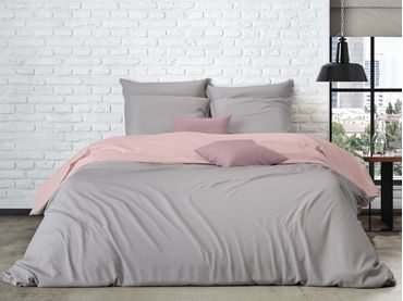 Mistral Home obliečka bavlnený perkál Doubleface sivo-béžová/pudrová rúžová