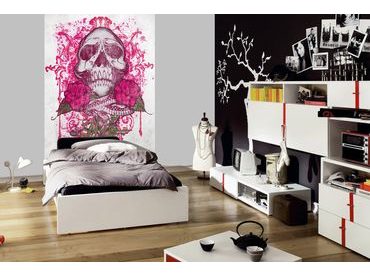 1Wall fototapeta Miami Ink Ružová lebka 158x232 cm